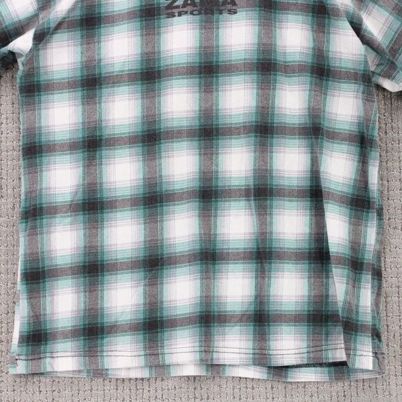 Vintage ZAMA Shirt Mens XL Gray Plaid Short Sleeve ZAMA Sports Soccer USA 90s - Picture 4 of 9